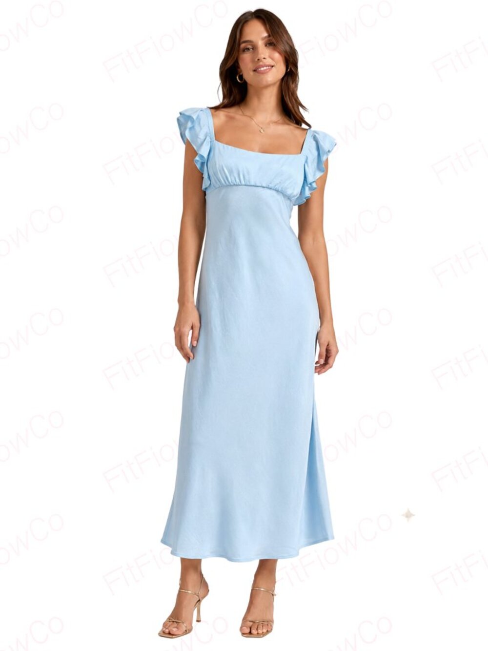 Madewell Light Blue Bias Cut Maxi Dress Flutter Sleeve Wedding Guest 4 NWT